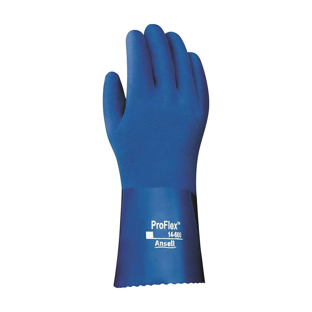 Glove PVC Snorkel Blue 12&#34; w/ Jersey Lining Sz: 9