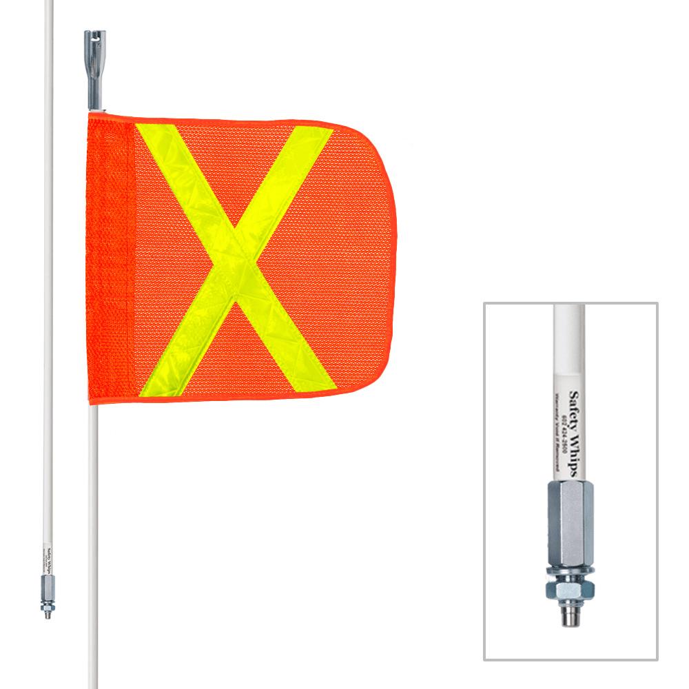 Buggy Whip HD 6&#39;  W/ Orange 11.5&#34; X Flag  Powered Base & Screw Mount