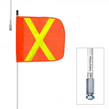 Safety Whips Canada SWCW12NP-SXY - Buggy Whip HD 12'  W/ Orange 11.5" X Flag  Non-Powered Base & Screw Mount