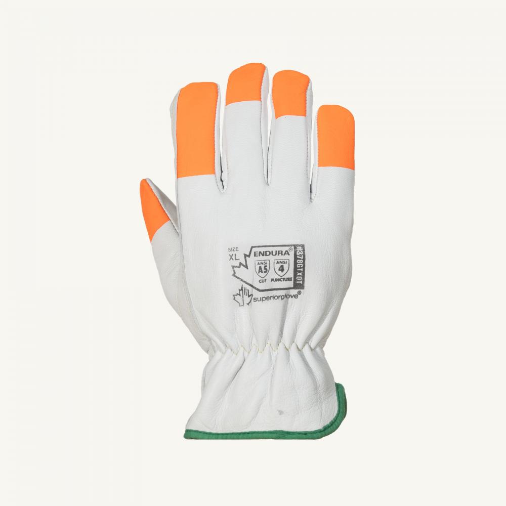 Glove Drivers Goatskin Hi-Viz Fingers CLA5 w/ Padded Grip Palm Sz: 2XL