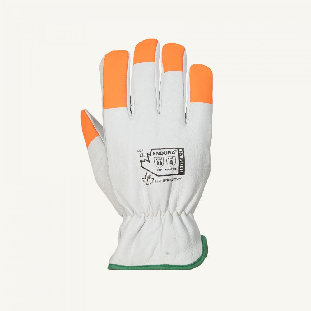 Glove Goatskin 150G Thinsulate Hi-Viz Fingers CLA6 w/ Padded Palm Sz: 2XL