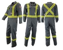 Atlas Workwear ATW1072GR-70T - Coverall 8oz Flame Resistant Gray with Reflective Stripes 70T