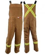 Atlas Workwear ATW3072BD-7XLR - Bib Overall 8oz Flame Resistant Brown Duck with Reflective Stripes Sz: 7XL Regular