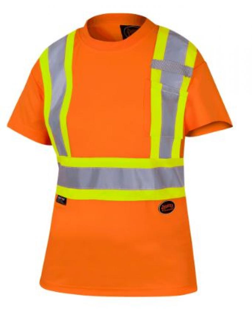 Women&#39;s T-Shirt, Hi-Viz Orange with Reflective Stripes  Sz: XS