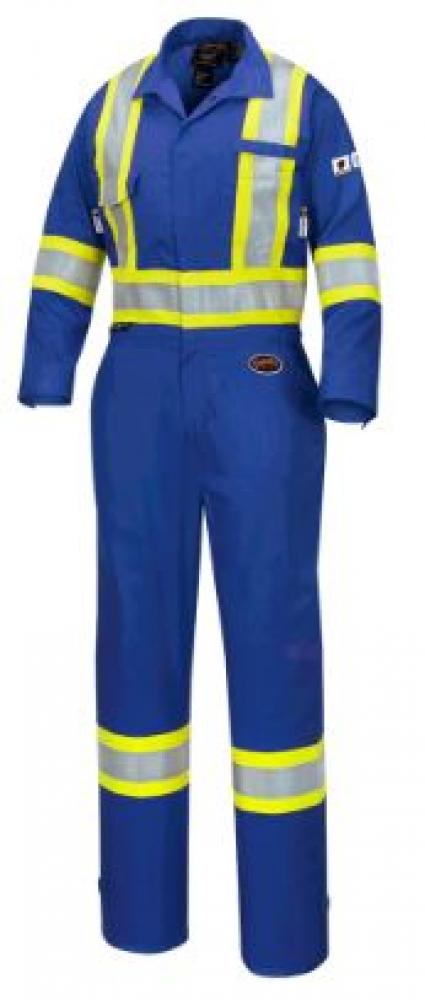 Coverall 7oz Women&#39;s Flame Resistant Royal Blue with Reflective Stripes Sz: 3XL