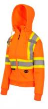 Pioneer PIO6924W-4XL - Fleece Hoodie Full Zip, Women's Orange with 4" Reflective Stripes Sz: 4XL