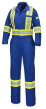 Pioneer PIO7704W-3XL - Coverall 7oz Women's Flame Resistant Royal Blue with Reflective Stripes Sz: 3XL