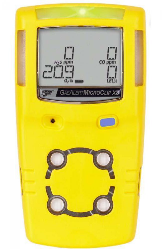 BW GasAlertMicro Clip X3 4-Gas Detector, %LEL/O2/H2S/CO