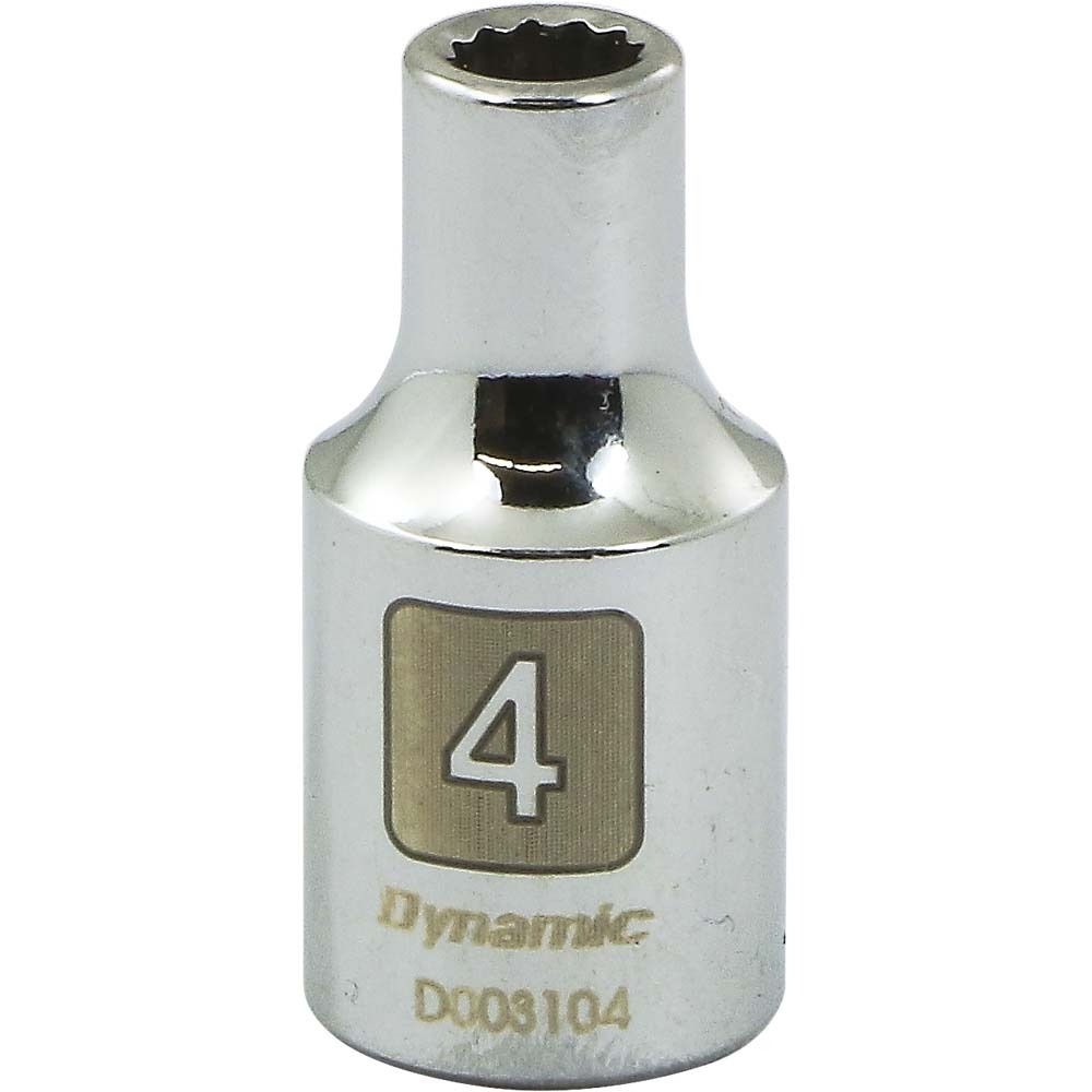 1/4&#34; Drive 12 Point Metric, 4mm Standard Length, Chrome Finish Socket