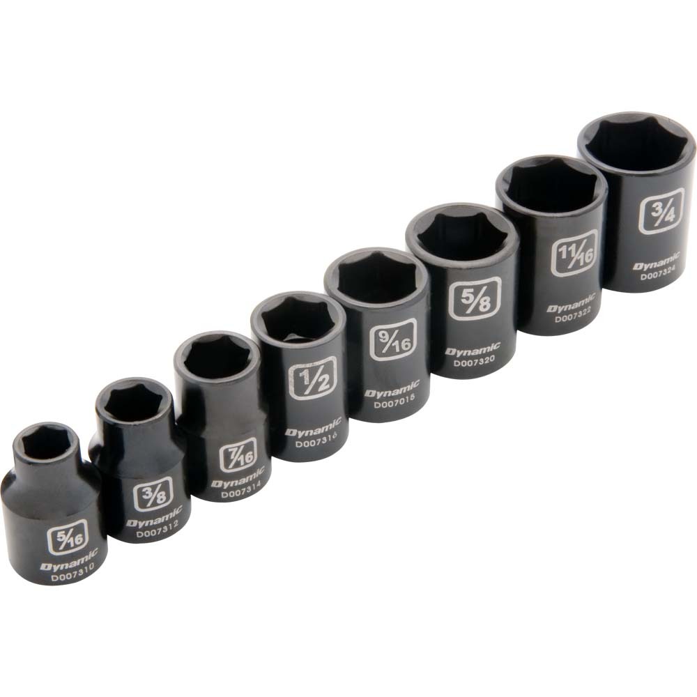 3/8&#34; Drive 8 Piece 6 Point SAE, Standard Impact Socket Set, 5/16&#34; - 3/4&#34;