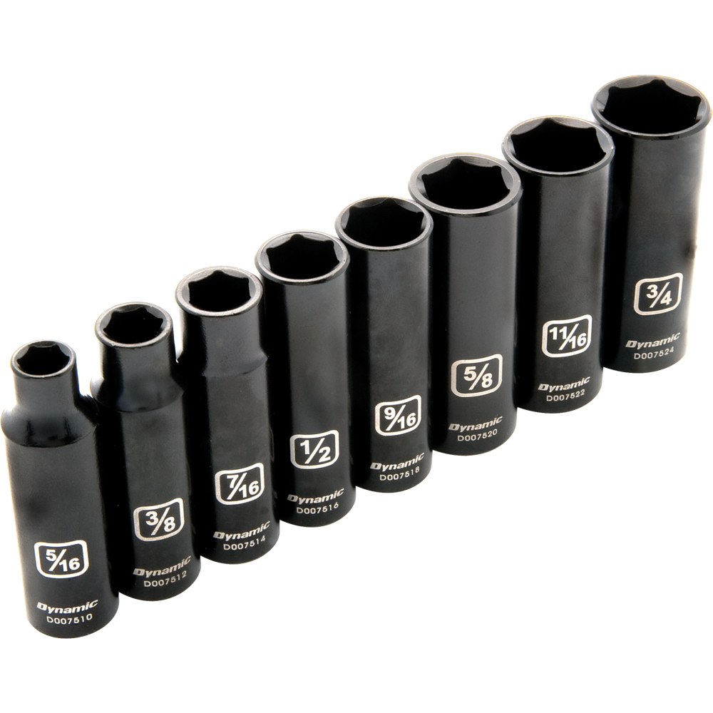 3/8&#34; Drive 8 Piece 6 Point SAE, Deep Impact Socket Set, 5/16&#34; - 3/4&#34;