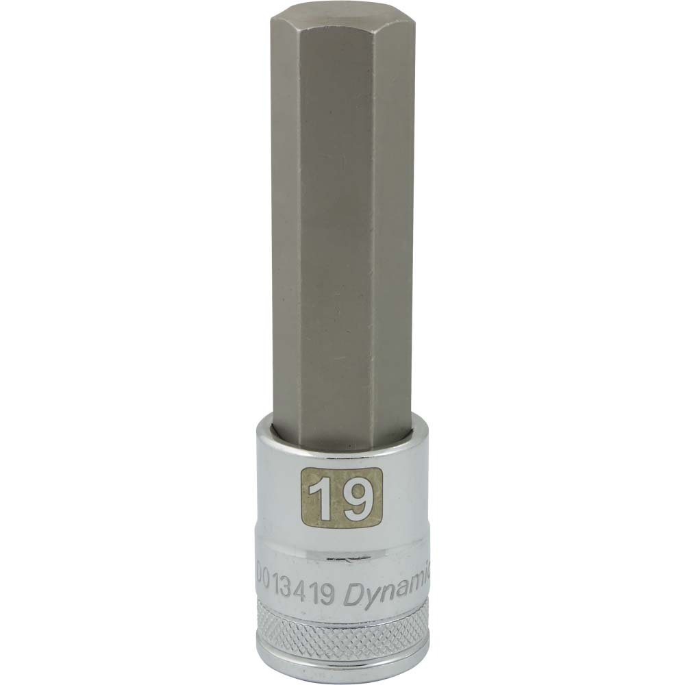 1/2&#34; Drive Metric Hex Head, 19mm Long Bit, Chrome Finish Socket