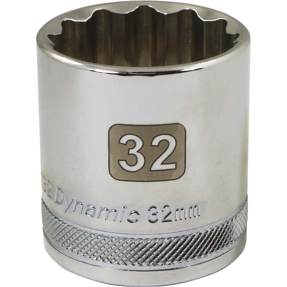 1/2&#34; Drive 12 Point Metric, 32mm Standard Length, Chrome Finish Socket