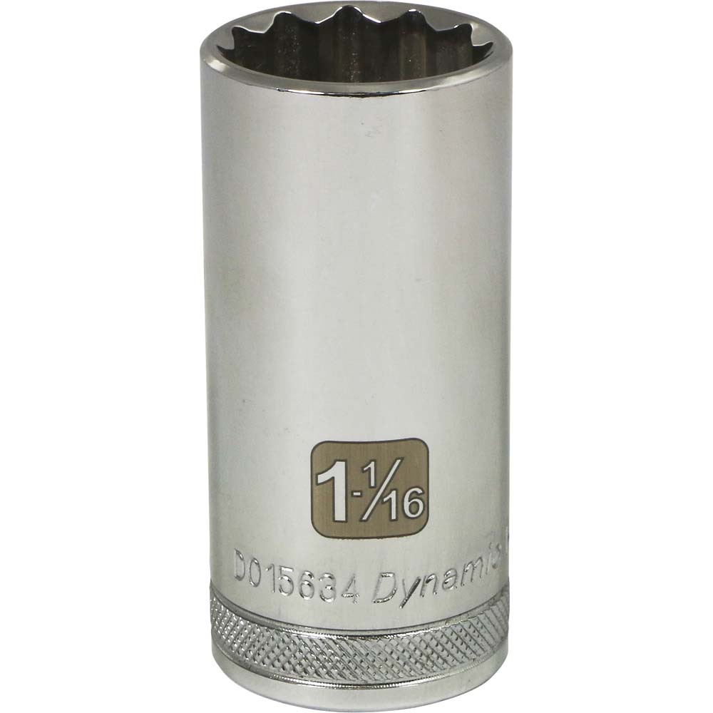 1/2&#34; Drive 12 Point SAE, 1-1/16&#34; Deep Length, Chrome Finish Socket