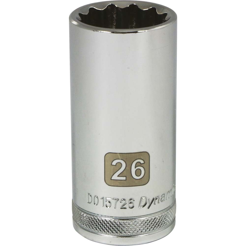 1/2&#34; Drive 12 Point Metric, 26mm Deep Length, Chrome Finish Socket