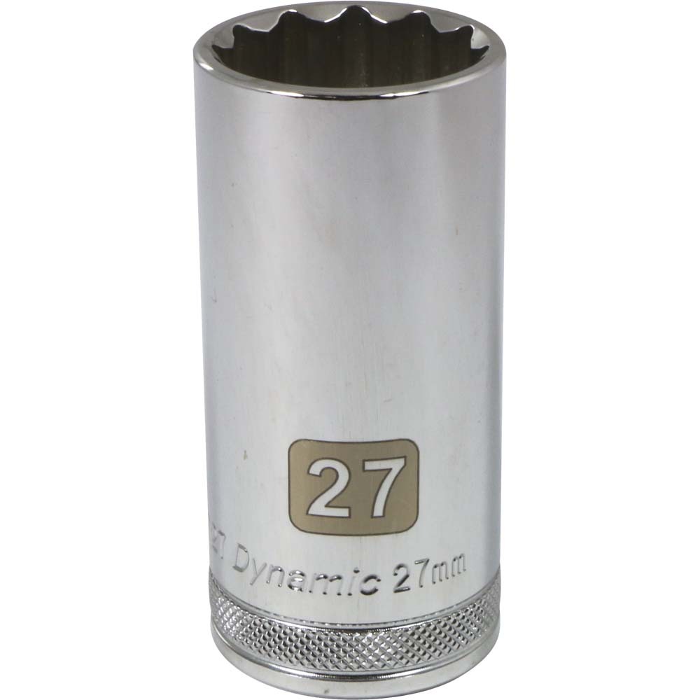 1/2&#34; Drive 12 Point Metric, 27mm Deep Length, Chrome Finish Socket