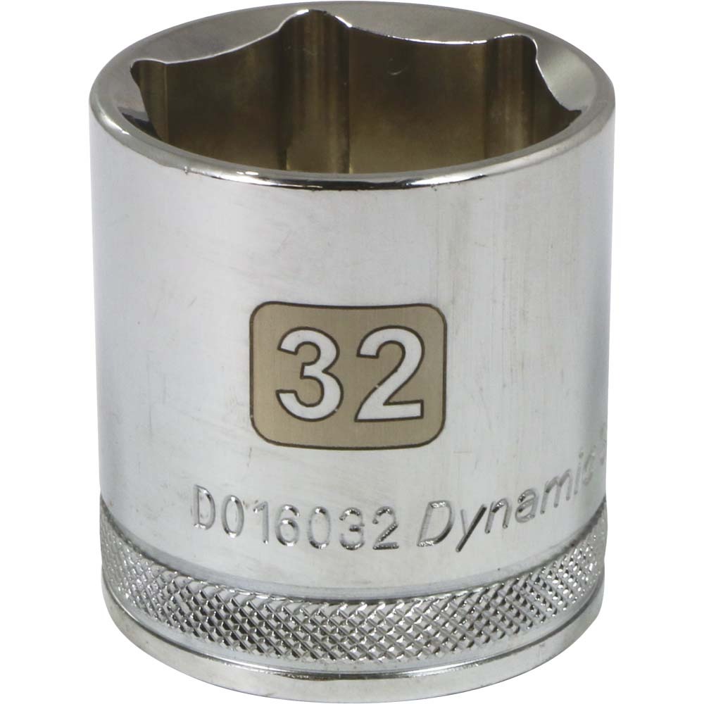 1/2&#34; Drive 6 Point Metric, 32mm Standard Length, Chrome Finish Socket