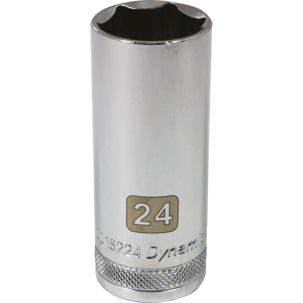 1/2&#34; Drive 6 Point Metric, 24mm Deep Length, Chrome Finish Socket