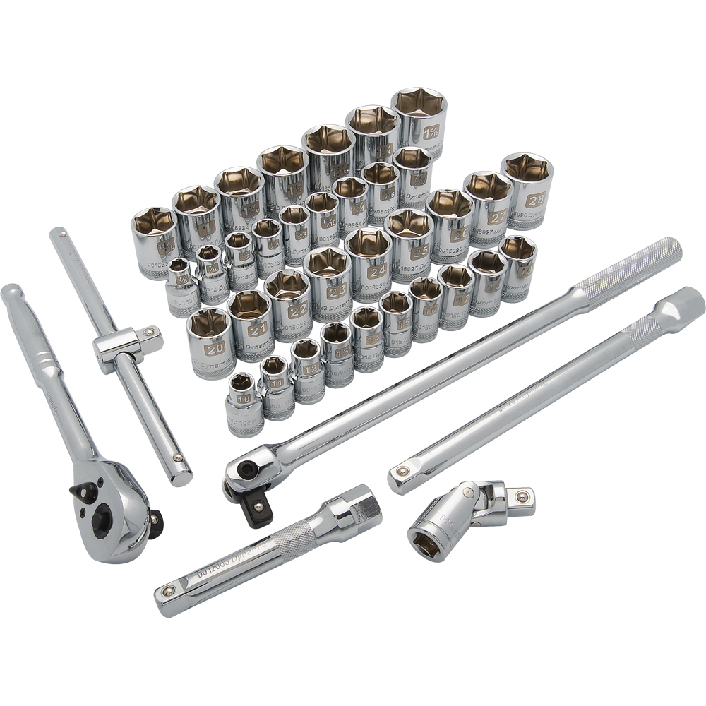 1/2&#34; Drive 41 Piece 6 Point Standard, SAE/Metric Socket Set, 3/8&#34; - 1-5/16&#34;, 10mm - 28mm