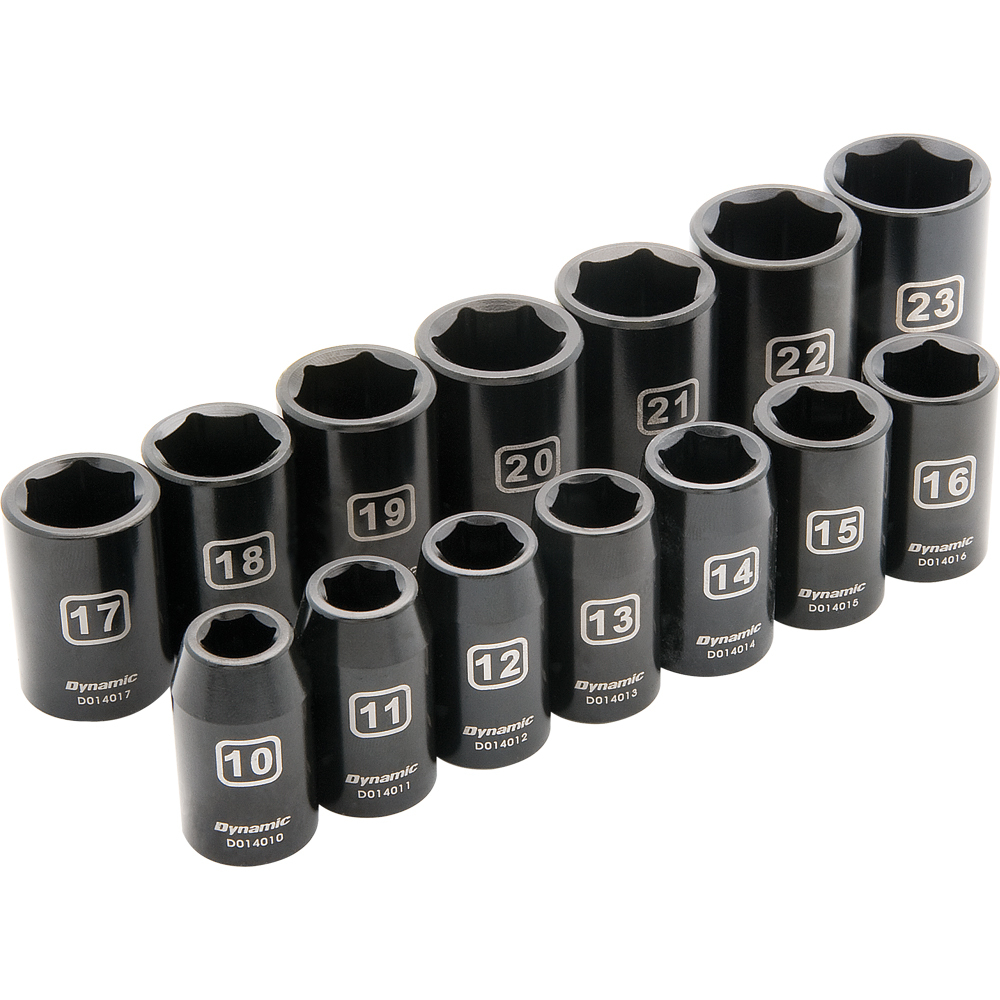 1/2&#34; Drive 14 Piece 6 Point, Standard Impact, Metric Socket Set, 10mm - 23mm