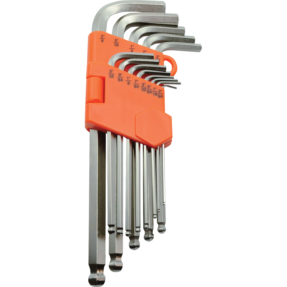 13 Piece SAE Ball End Long Hex Key Set, 3/64&#34; - 3/8&#34;