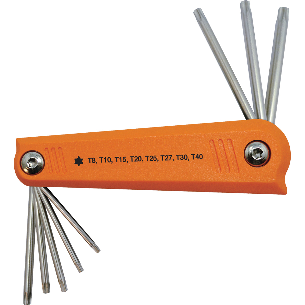 8 Piece Torx® Folding Hex Key Set, T8 - T40