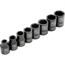 Gray Tools D010020 - 3/8" Drive 8 Piece 6 Point SAE, Standard Impact Socket Set, 5/16" - 3/4"