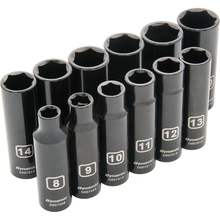 Gray Tools D010023 - 3/8" Drive 12 Piece 6 Point Metric, Deep Impact Socket Set, 8mm - 19mm