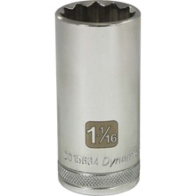 Gray Tools D015634 - 1/2" Drive 12 Point SAE, 1-1/16" Deep Length, Chrome Finish Socket