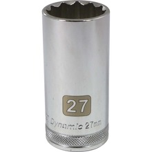 Gray Tools D015727 - 1/2" Drive 12 Point Metric, 27mm Deep Length, Chrome Finish Socket