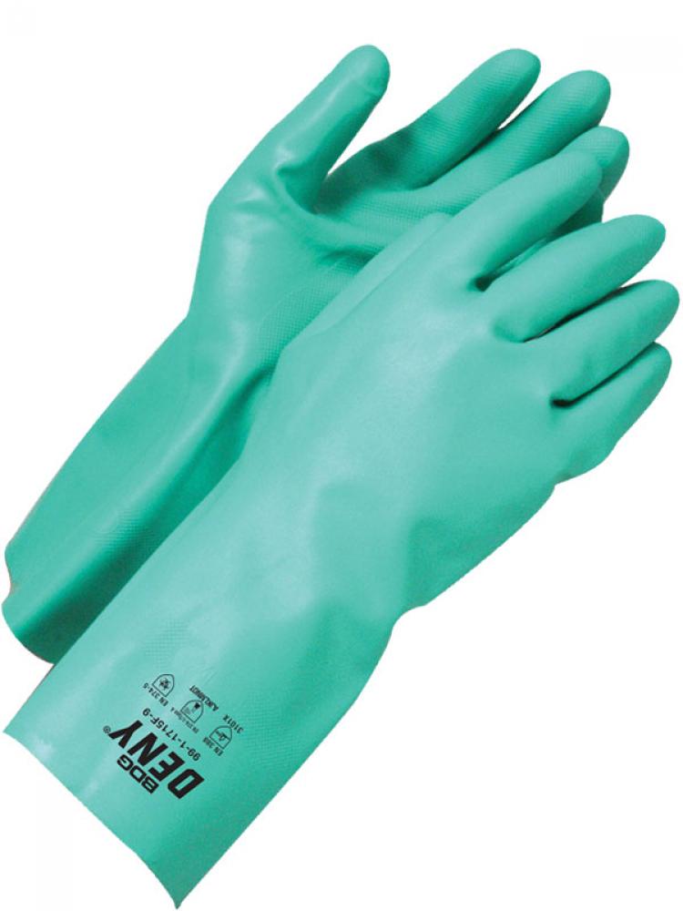 Nitrile Green Glove with 13&#34; Gauntlet Cuff Flock Lined 15ML Sz: 8 (M)