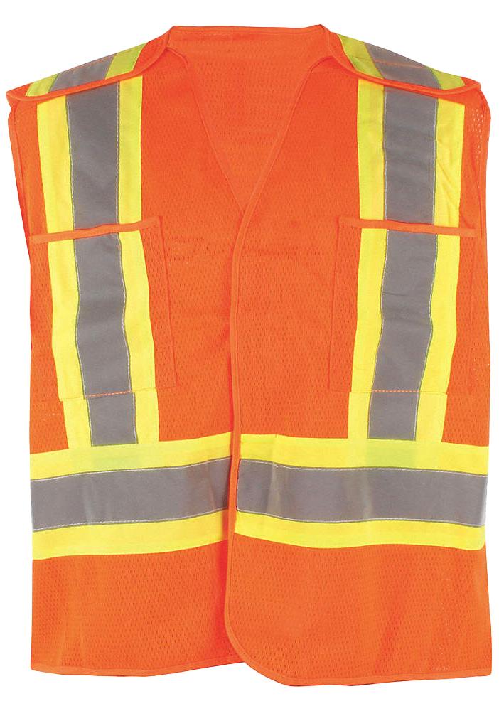 Traffic Vest Orange Polyester Mesh 5 PT Tear Away CL2 L2   Sz: L