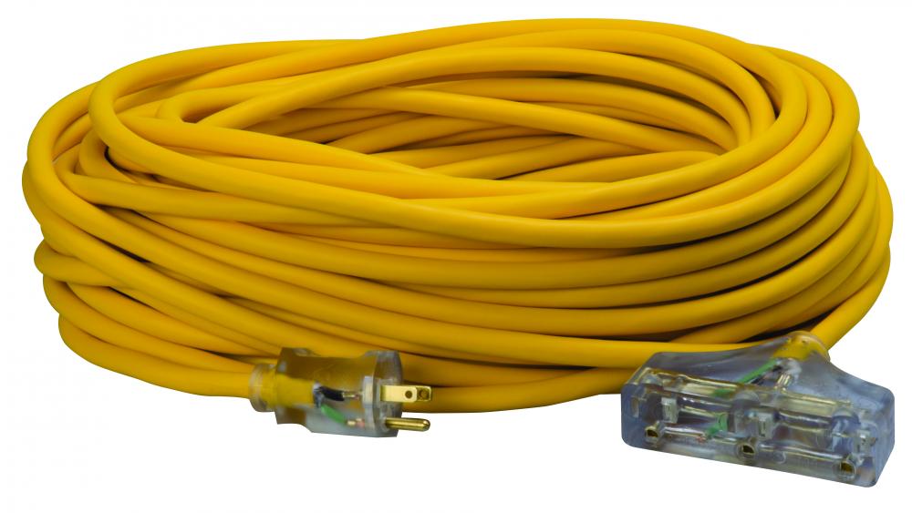 Extension Cord  12/3 100&#39; SJTW  Triple Lit End