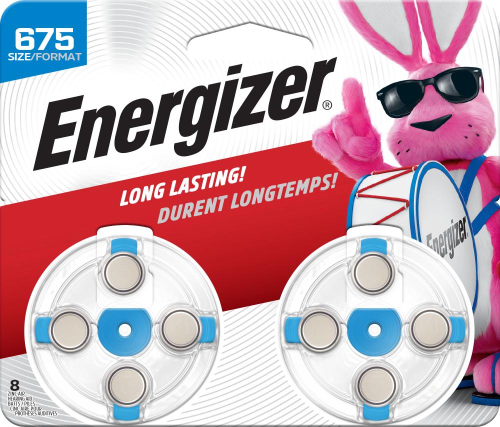 Energizer Hearing Aid Batteries Size 675, Blue Tab, 8 Pack