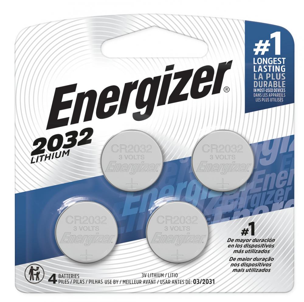 Energizer 2032 Batteries (4 Pack), 3V Lithium Coin Batteries