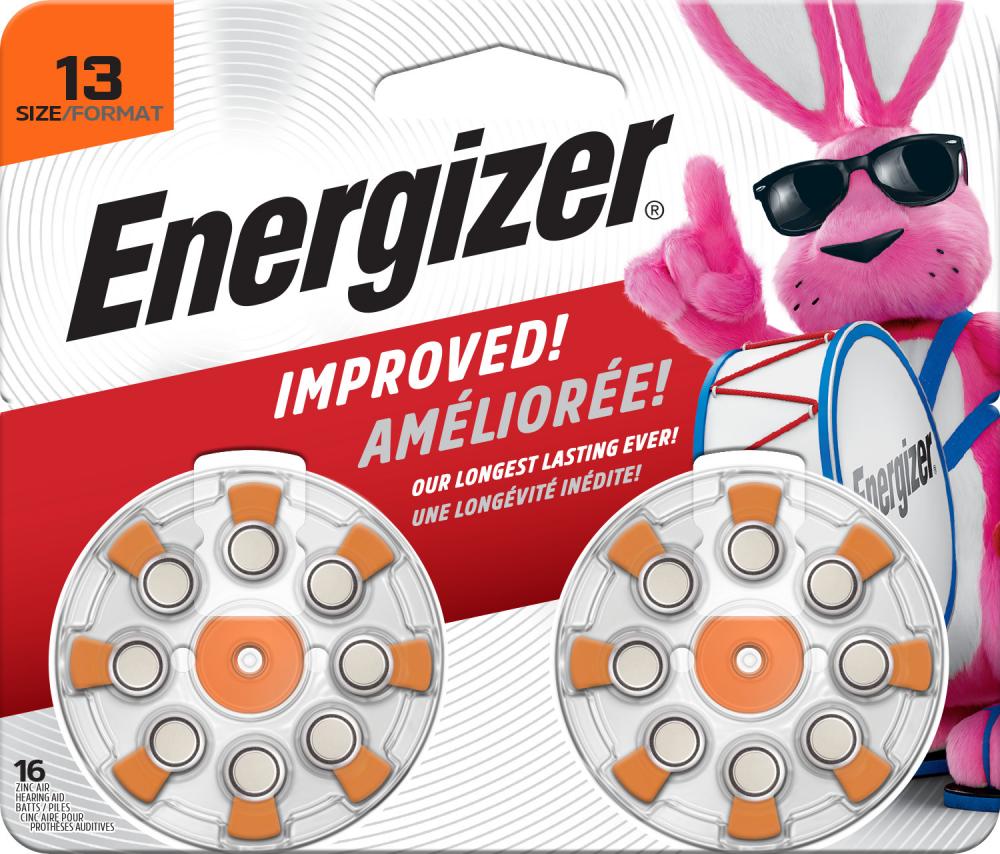 Energizer Hearing Aid Batteries Size 13, Orange Tab, 16 Pack