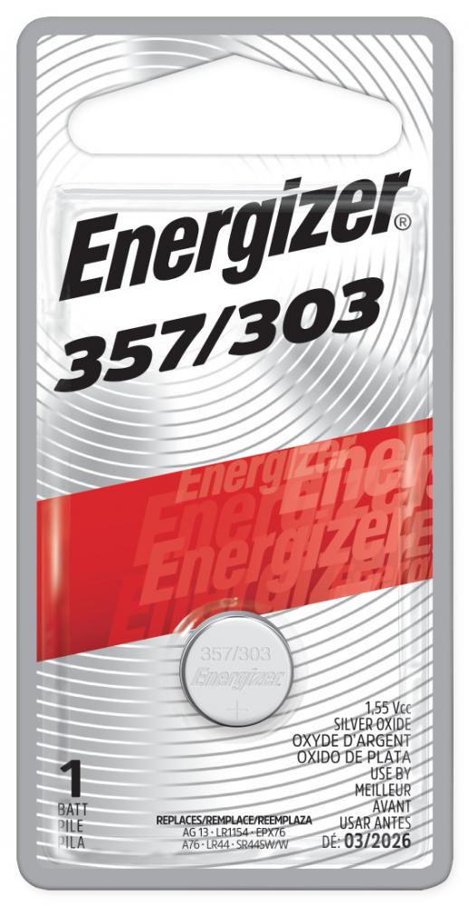 Energizer 357/303 Batteries (1 Pack), 1.5V Silver Oxide Button Cell Batteries