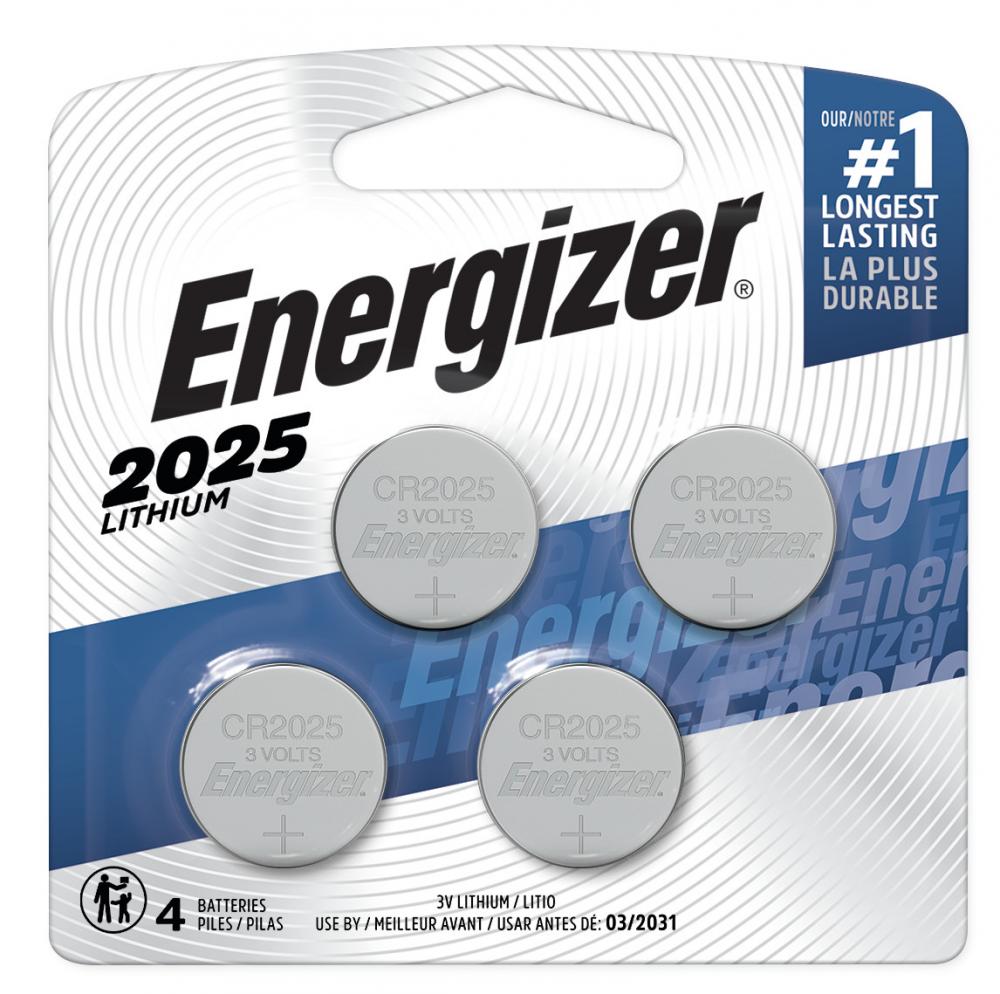 Energizer 2025 Batteries (4 Pack), 3V Lithium Coin Batteries