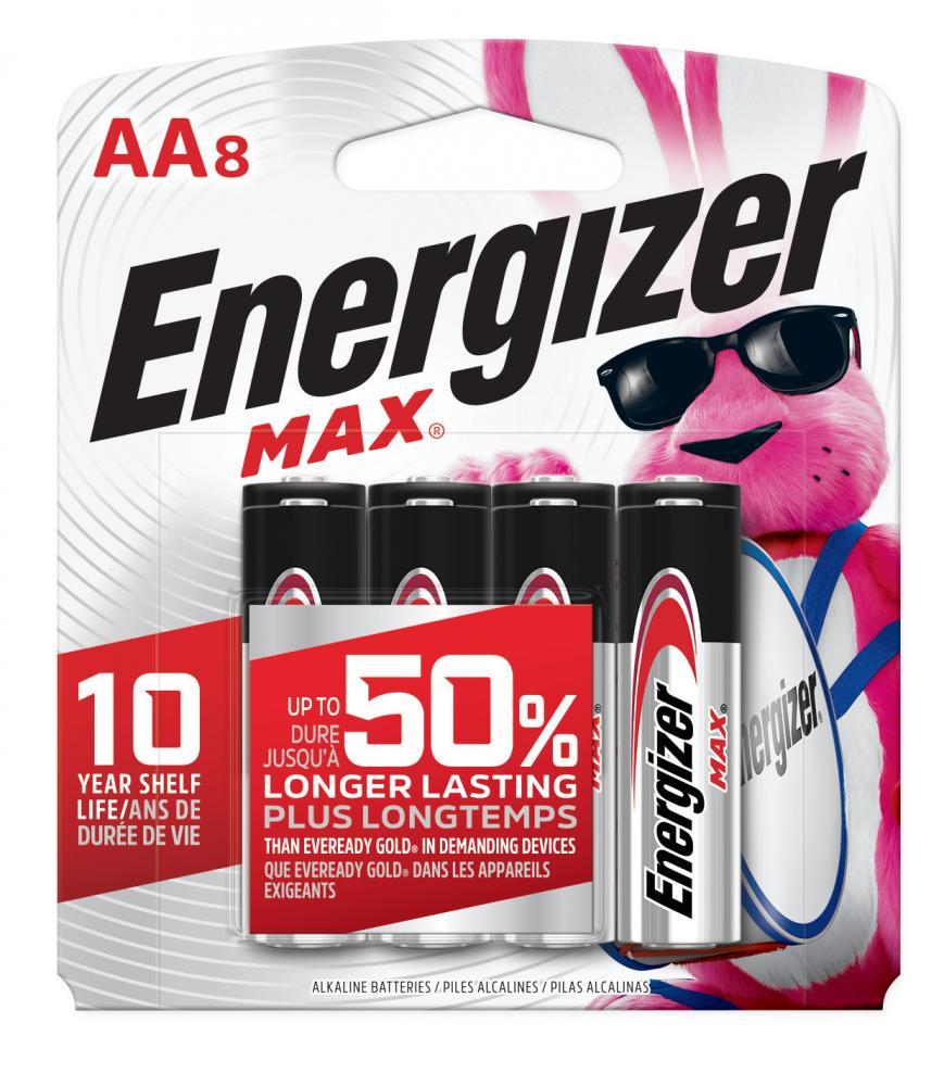 Energizer MAX AA Batteries (8 Pack), Double A Alkaline Batteries