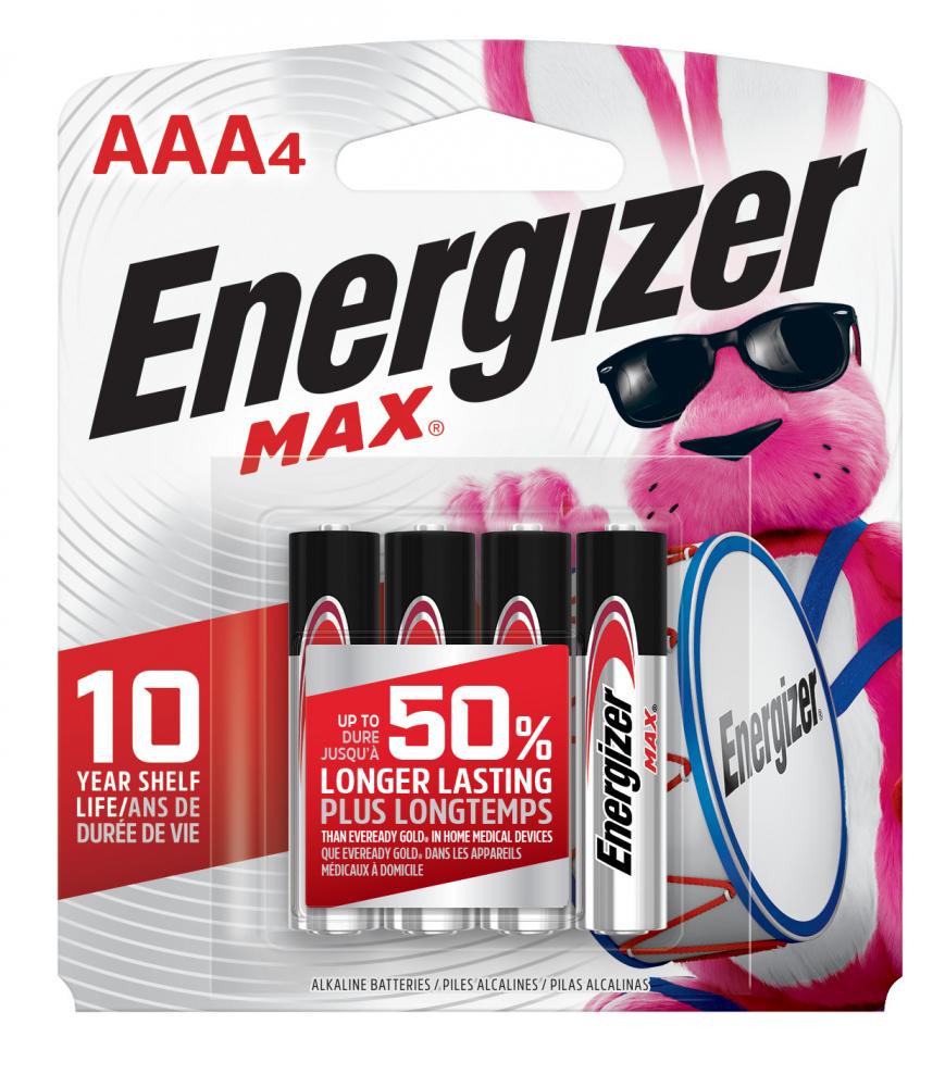 Energizer MAX AAA Batteries (4 Pack), Triple A Alkaline Batteries