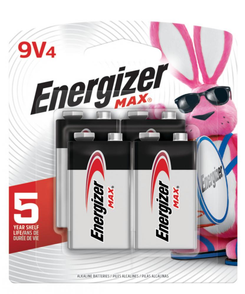 Energizer MAX 9V Batteries (4 Pack), 9 Volt Alkaline Batteries