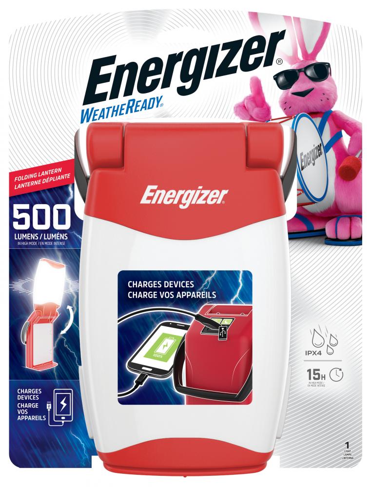 Energizer Emergency Folding LED Lantern, 500 Lumens, IPX4 Water Resistant