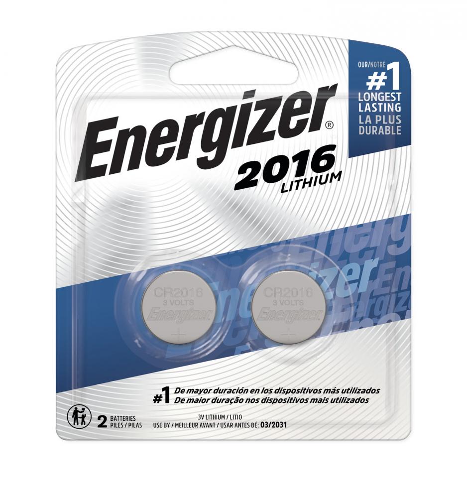 Energizer 2016 Batteries (2 Pack), 3V Lithium Coin Batteries