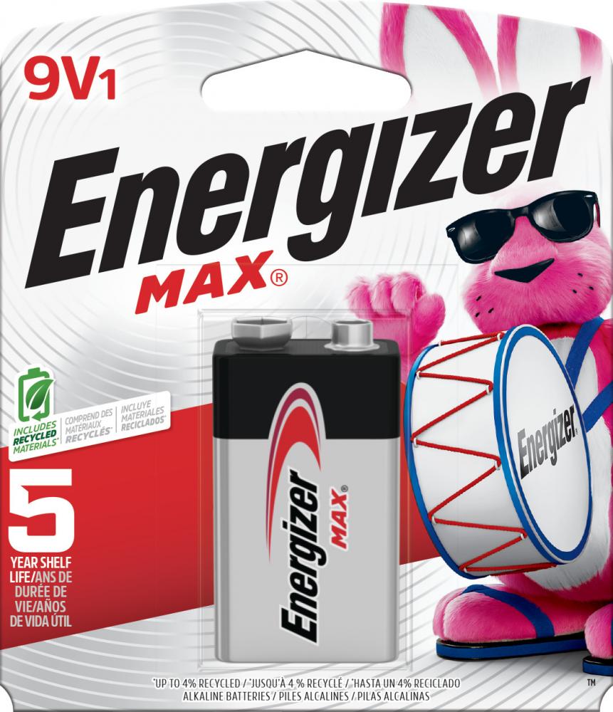 Energizer MAX 9V Battery (1 Pack), 9 Volt Alkaline Batteries