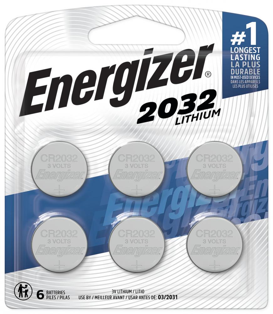 Energizer 2032 Batteries (6 Pack), 3V Lithium Coin Batteries