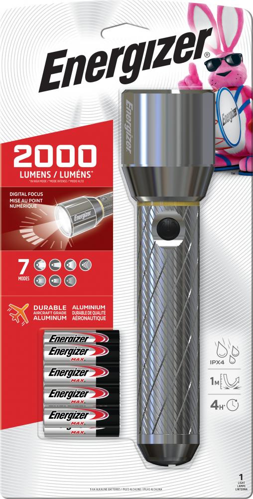 Energizer Vision HD Ultra LED Flashlight, 2000 Lumens, IPX4 Water Resistant