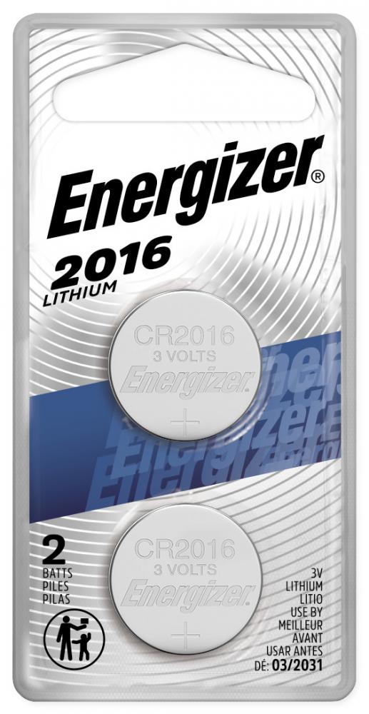 Energizer 2016 Batteries (2 Pack), 3V Lithium Coin Batteries