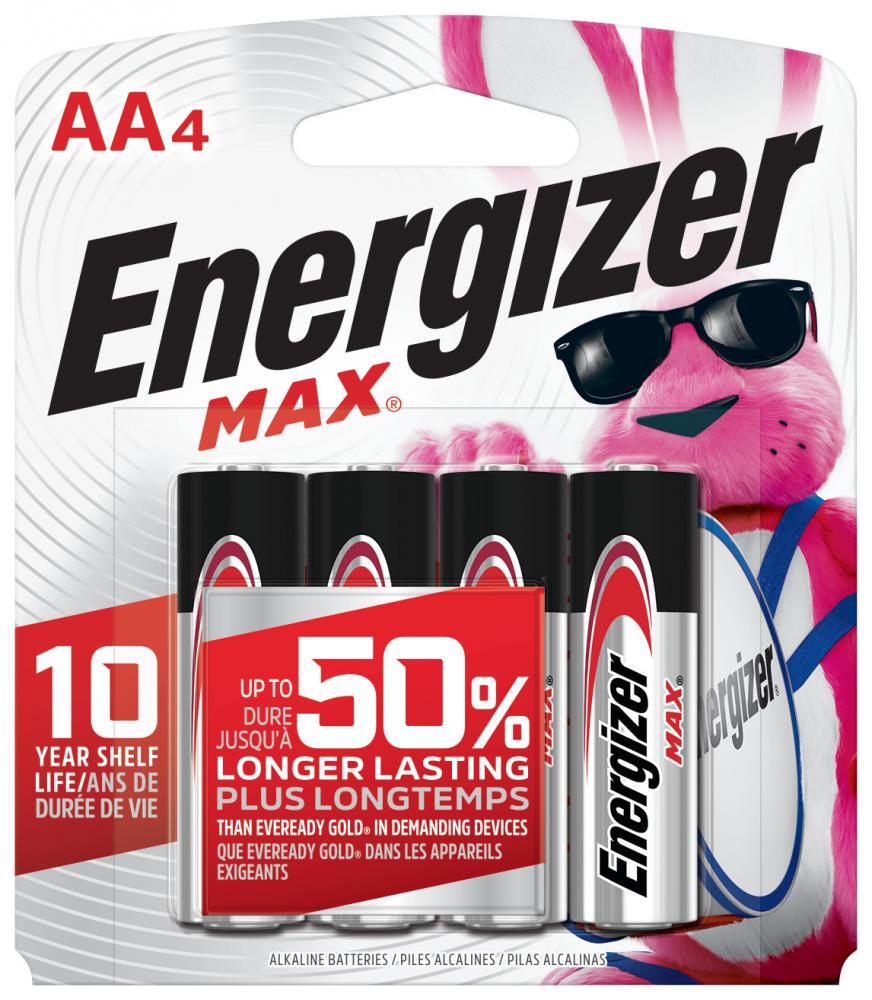 Energizer MAX AA Batteries (4 Pack), Double A Alkaline Batteries