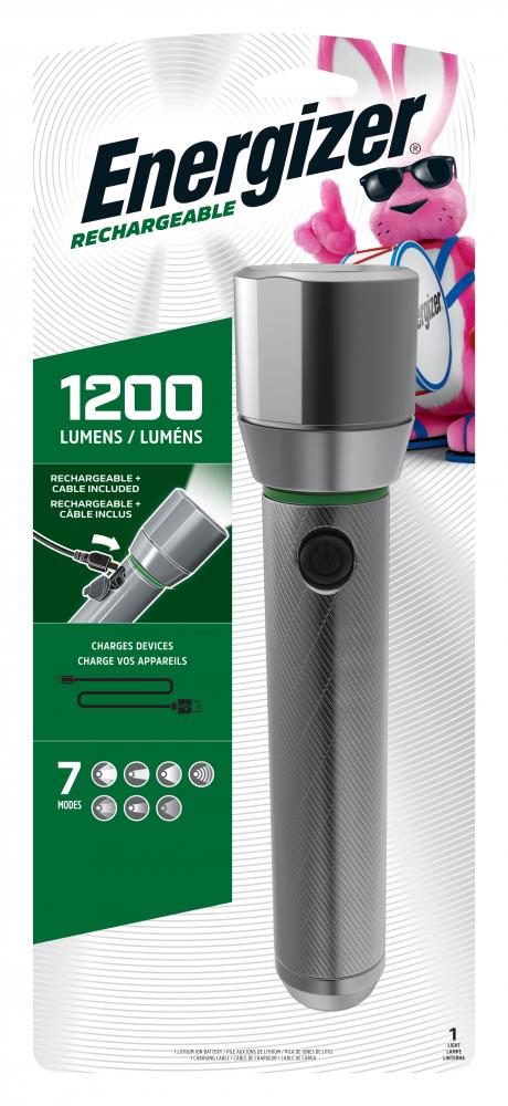 Energizer Vision HD Rechargeable LED Metal Flashlight (includes USB cable for recharging)