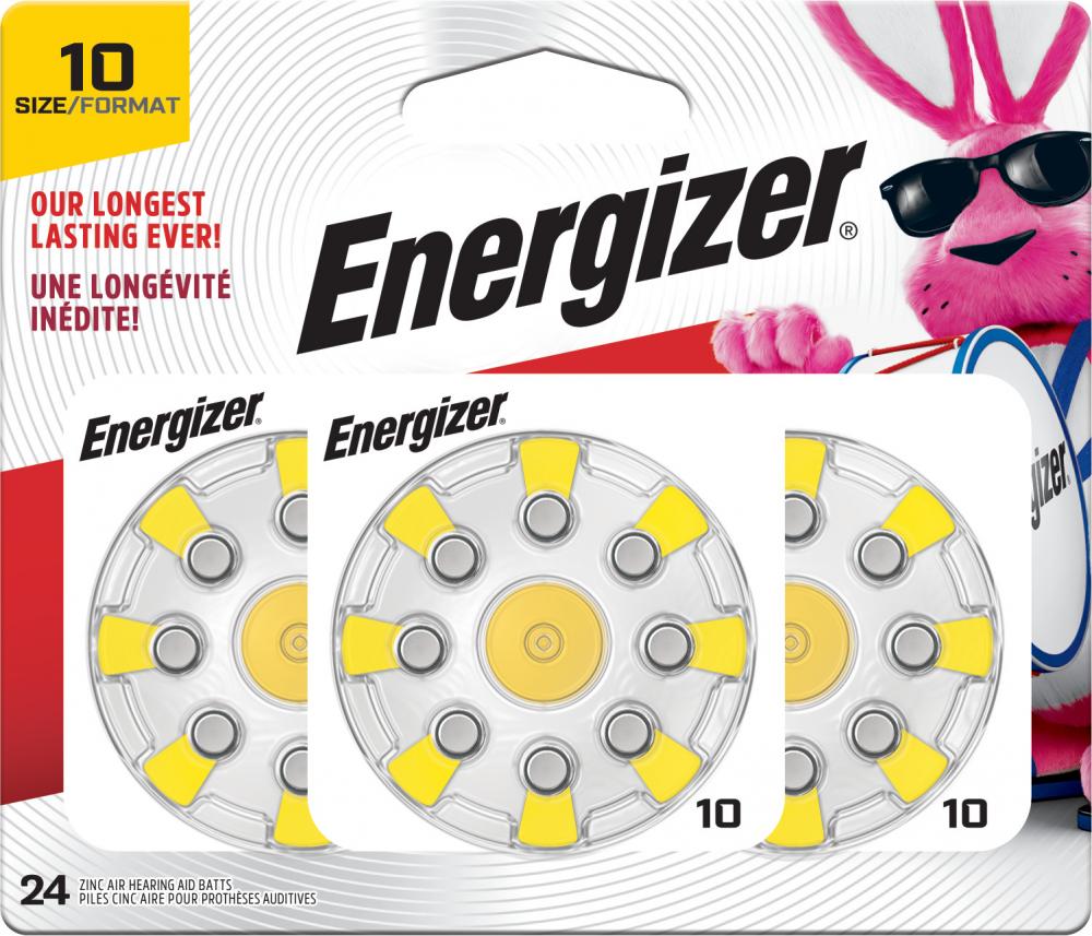 Energizer Hearing Aid Batteries Size 10, Yellow Tab, 24 Pack